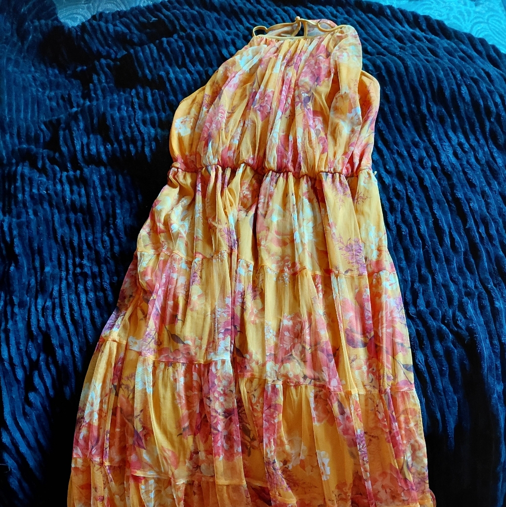 Floral Yellow and Pink And Orange Maxi Dress!!